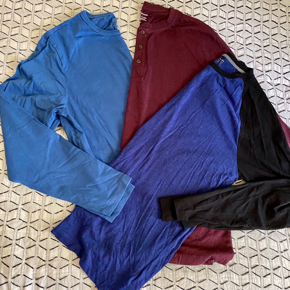 Set of 3 long-sleeve tees, Sz L, EUC